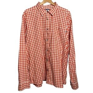 The Northface Vintage Orange and white COTTON durable button down shirt SZ-XXL
